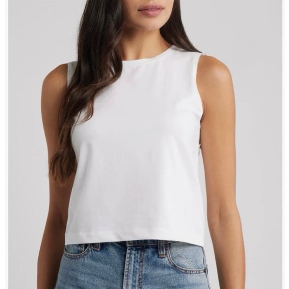 NWOT NIC+ZOE Perfect Knit Layer Tank in Paper White SZ L